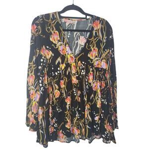 Free People Coquette Blouse XS Womens Long Sleeve V Neck Pullover Cottage Core
